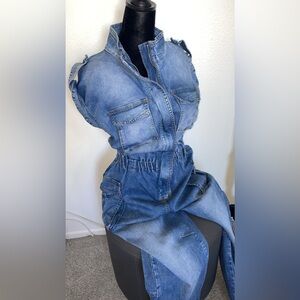 Vibrant Blue Denim Overalls with Relaxed Fit